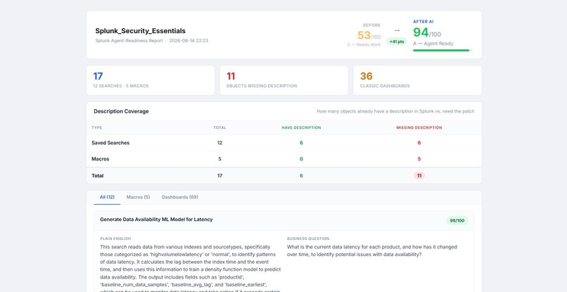 splunk agent readiness engine – screenshot 2