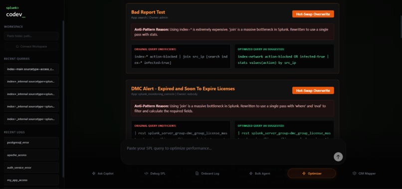splunk> co>dev – screenshot 2