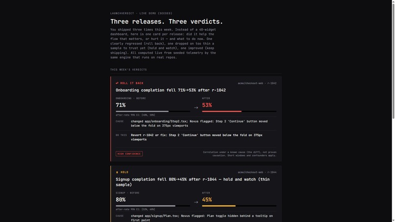 LaunchVerdict – screenshot 1