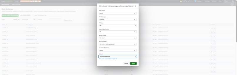 Splunk MCP based Data Dictionary – screenshot 2