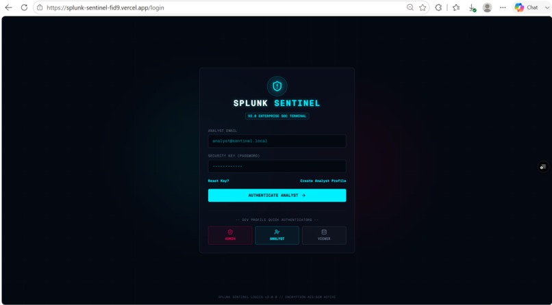 Splunk Sentinel – screenshot 1