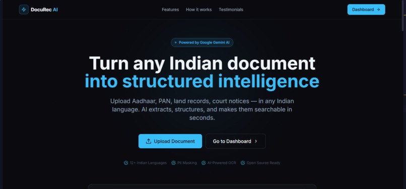 DocuRec AI — Intelligent Indian Document Processing – screenshot 1