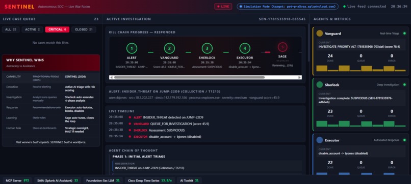 SENTINEL: Autonomous Agentic SOC Commander – screenshot 1