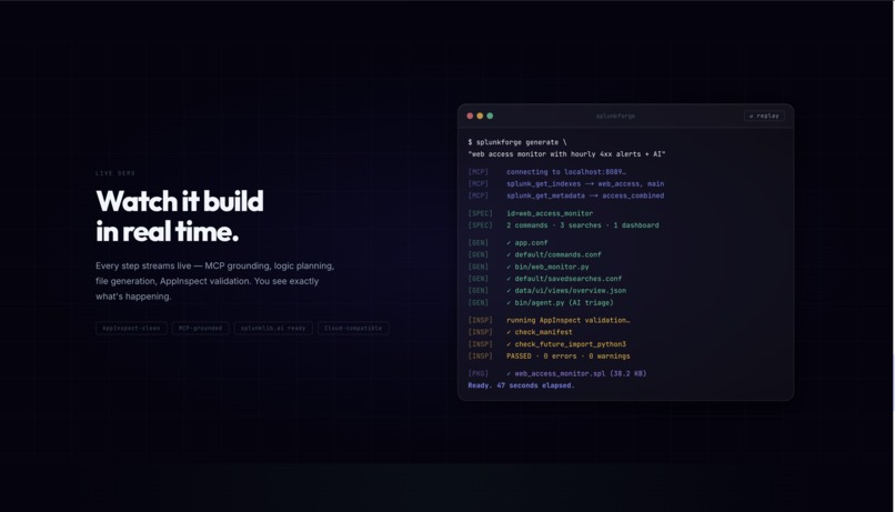 SplunkForge - From one sentence to a deployed Splunk app – screenshot 8