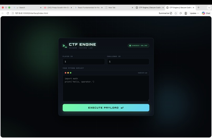 Secure Python CTF Engine – screenshot 1