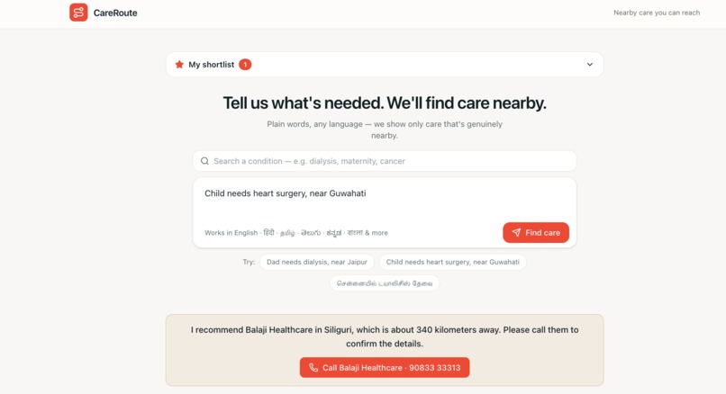 CareRoute — Case-to-Facility Referral Navigator – screenshot 1