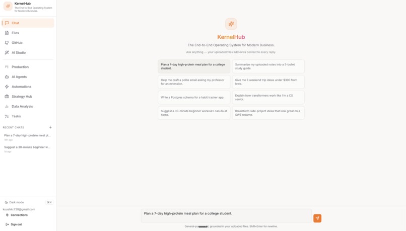 KernelHub: End-to-End AI Workspace for Modern Business – screenshot 4