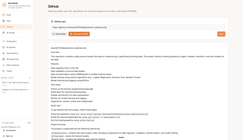 KernelHub: End-to-End AI Workspace for Modern Business – screenshot 14