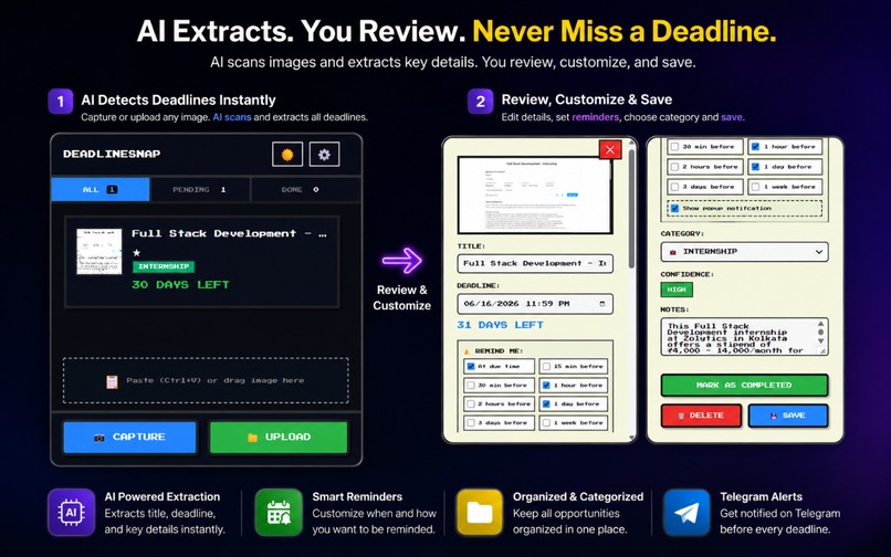 DeadlineSnap – AI Deadline Extractor & Reminder Extension – screenshot 4