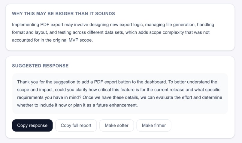 Scope creep radar – screenshot 4