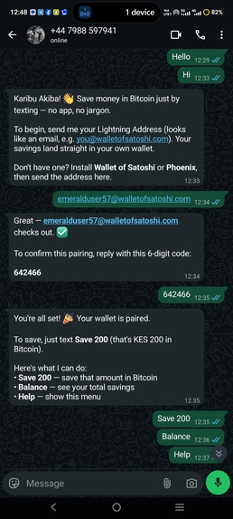 Akiba - WhatsApp Bitcoin Savings  – screenshot 1