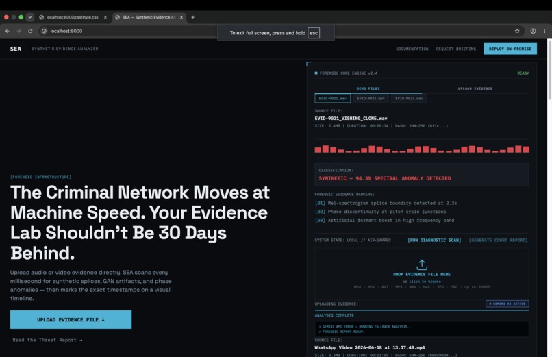 SEA-Synthetic Evidence Analyser – screenshot 1