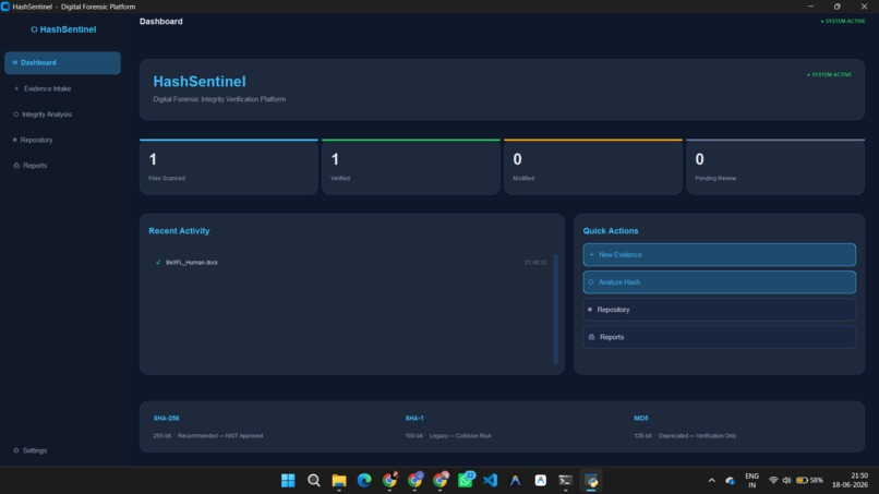 HashSentinel  – screenshot 1