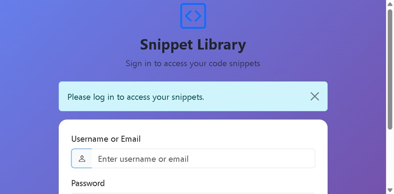 "Collaborative Code Snippet Library" (Web App) – screenshot 1