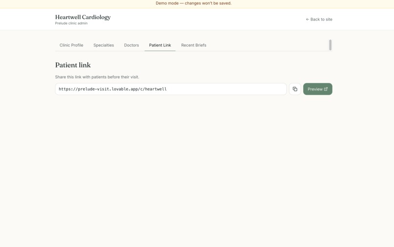 Prelude — Pre-Visit Brief for Patients & Clinics – screenshot 2