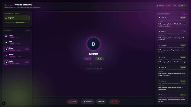 Tongue — live multilingual voice rooms – screenshot 1