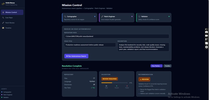 Orbit-Nexus: Autonomous Swarm Engineering System – screenshot 1