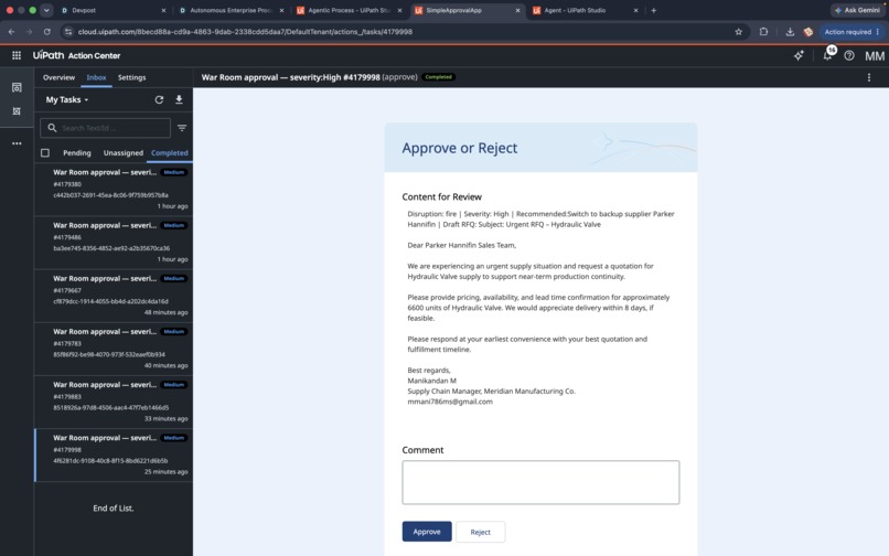 Autonomous Enterprise Procurement War Room – screenshot 2