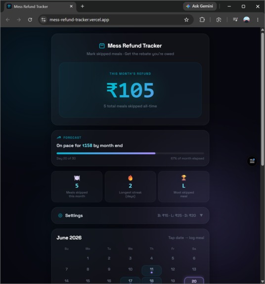 Mess Refund Tracker – screenshot 1