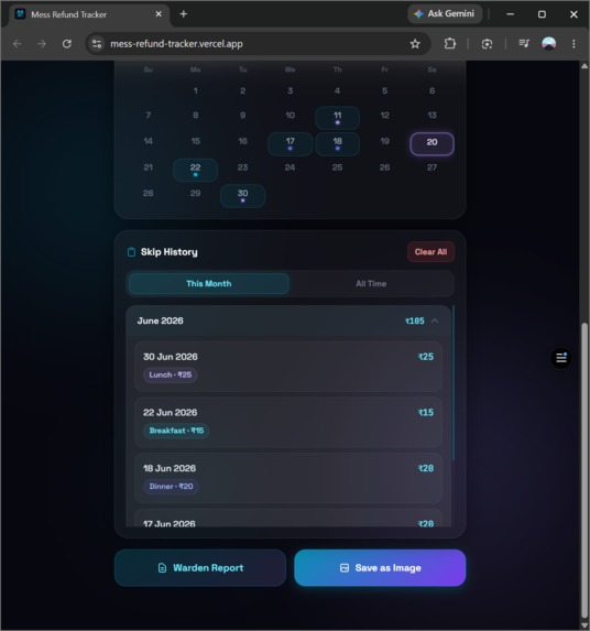 Mess Refund Tracker – screenshot 2