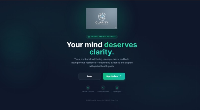 Clarity - SDG 3.4 Mental Health & Wellness Platform – screenshot 1