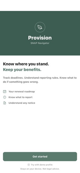 Provision - SNAP Benefits Navigator – screenshot 1