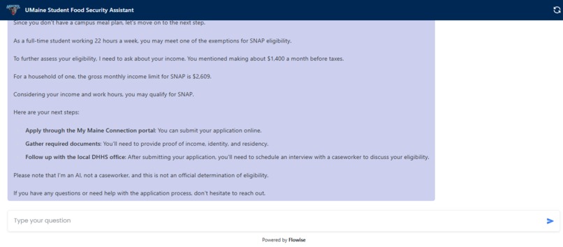 UMaine Student Food Security Assistant – screenshot 2