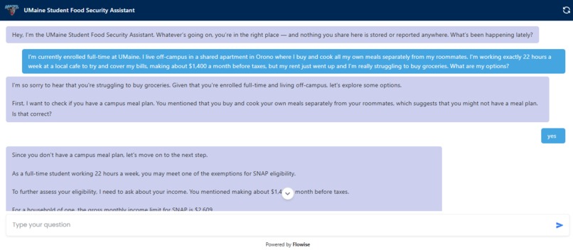 UMaine Student Food Security Assistant – screenshot 1