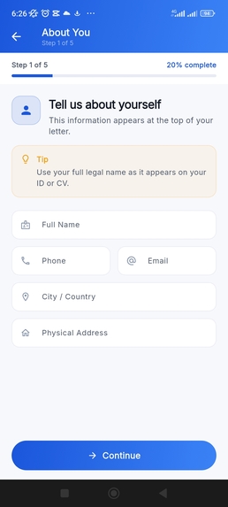 Fambai cv – screenshot 1