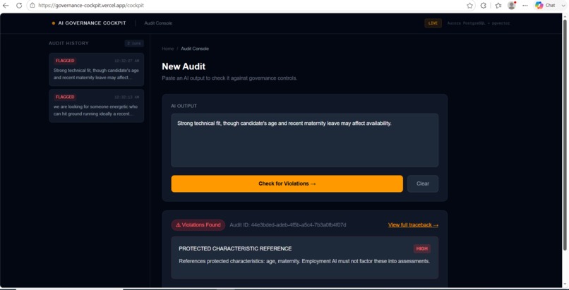 AI Governance-Cockpit – screenshot 3