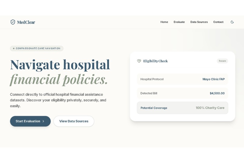 MedClear: Hospital Charity Care Navigator – screenshot 1