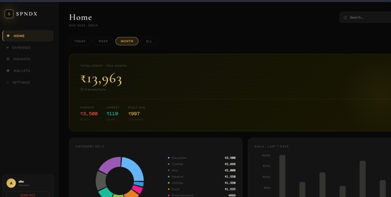 SPNDX-Smart expense tracker web app – screenshot 2