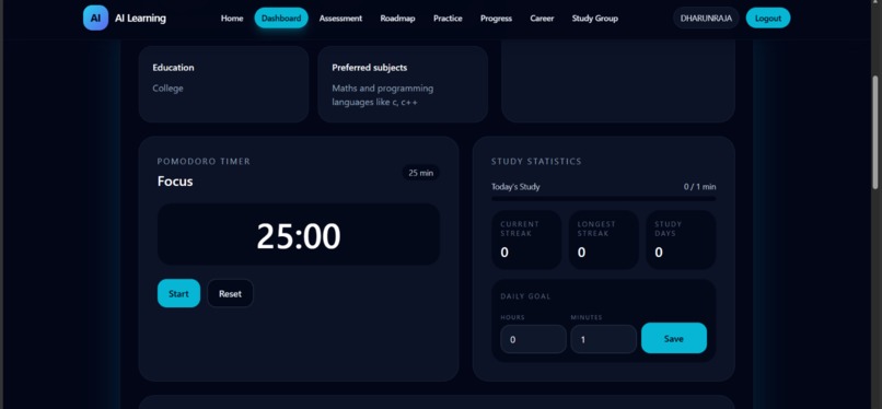 AI-Based personalized learning platform – screenshot 2