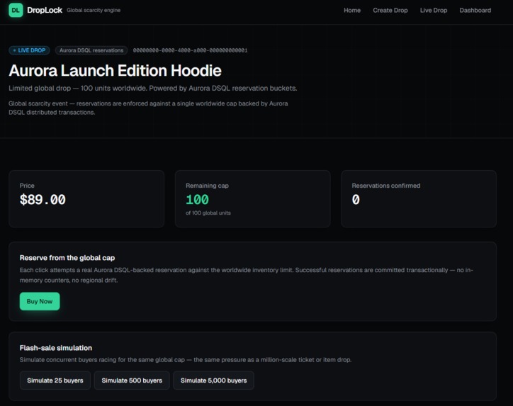 DropLock: Global No‑Oversell Drop Engine – screenshot 6