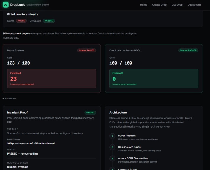 DropLock: Global No‑Oversell Drop Engine – screenshot 9