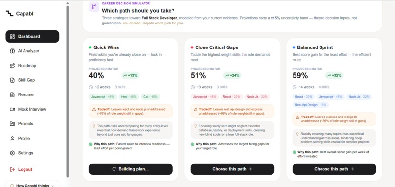Capabl — AI Career Decision Simulator – screenshot 1