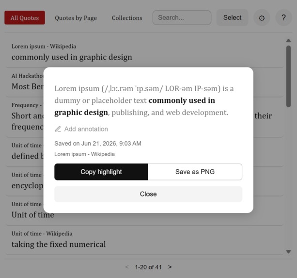 FireflyBook: A Quote-Saving Tool – screenshot 2