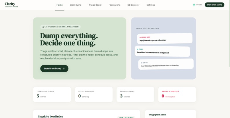 Clarity- Cognitive Load Triage – screenshot 1
