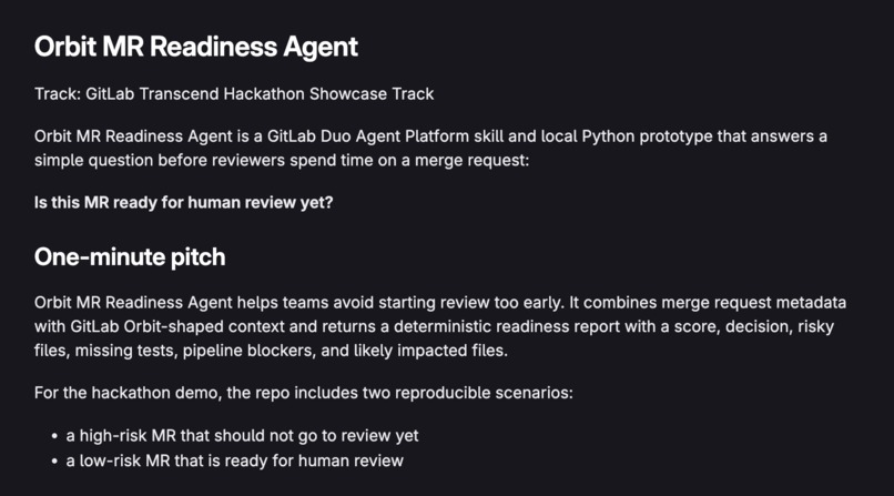 Orbit MR Readiness Agent – screenshot 1