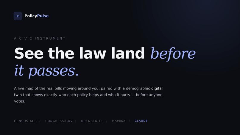 PolicyPulse — see the effects of a law before it passes – screenshot 1