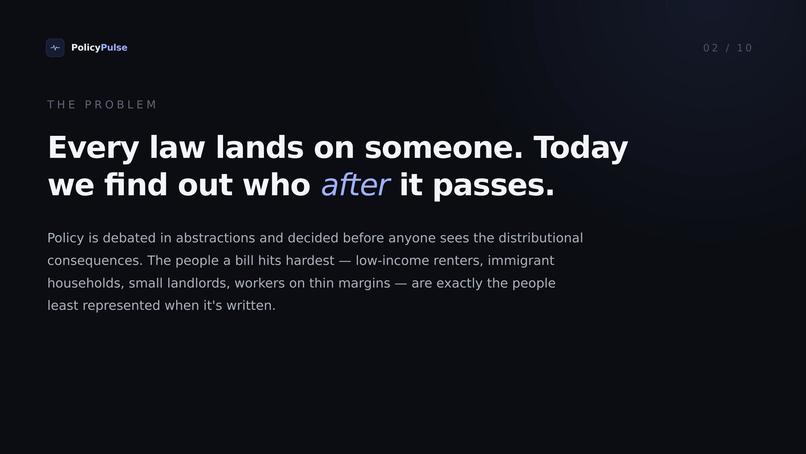 PolicyPulse — see the effects of a law before it passes – screenshot 2