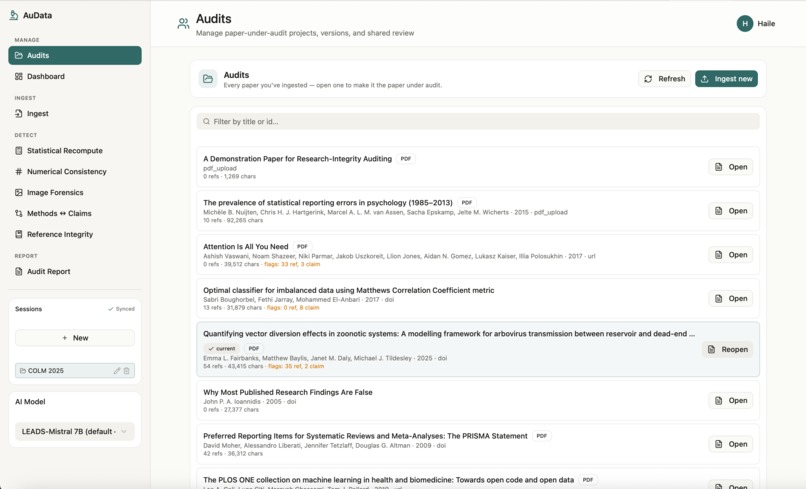 AuData - AI Copilot for Scientific Integrity – screenshot 1