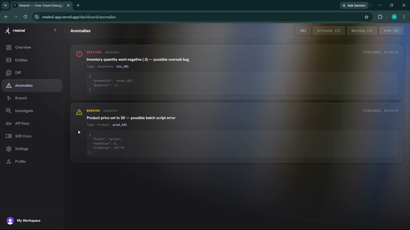 Rewind — Time-Travel Debugging for Databases – screenshot 1