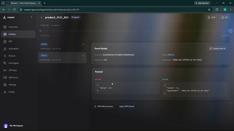 Rewind — Time-Travel Debugging for Databases – screenshot 2