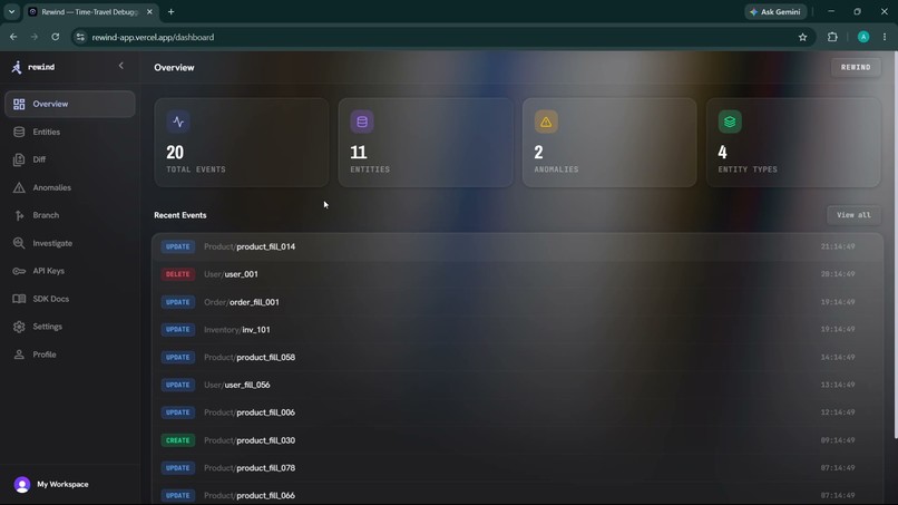 Rewind — Time-Travel Debugging for Databases – screenshot 3