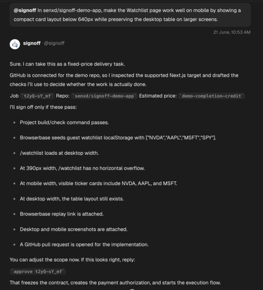 Signoff: Verified delivery for coding agents – screenshot 1