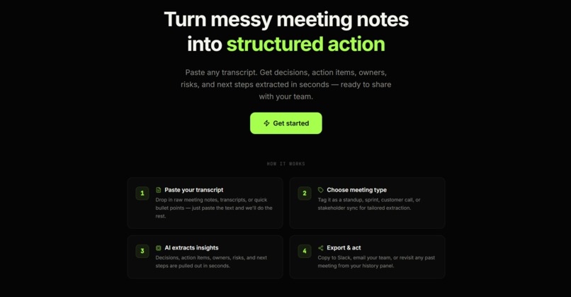 Meet2Action – Turn Messy Meeting Notes into Action – screenshot 2