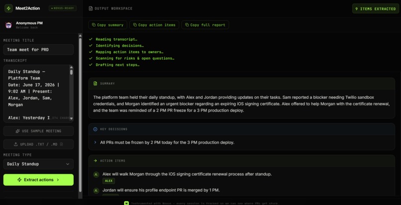 Meet2Action – Turn Messy Meeting Notes into Action – screenshot 5