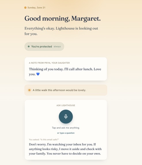 Lighthouse: a safety net for a loved one's digital life – screenshot 1