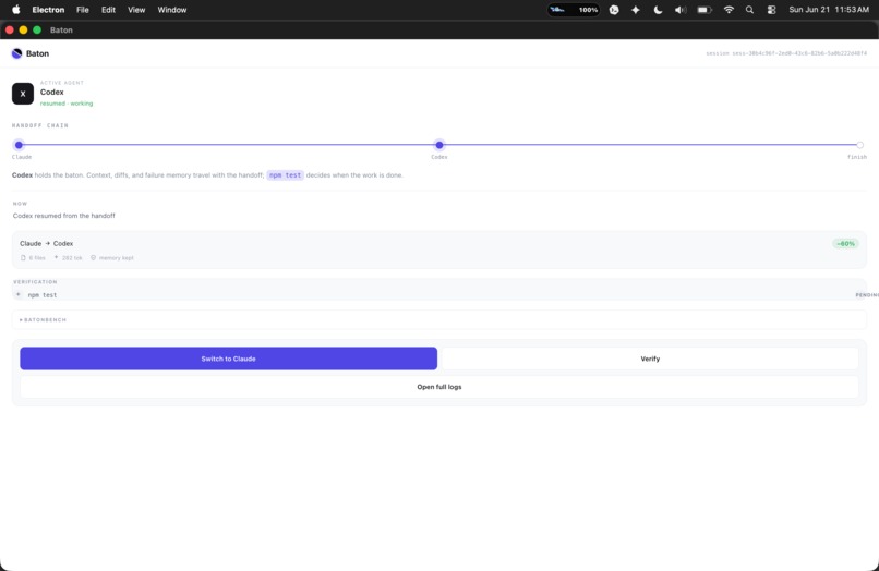 Baton — Verified AI Handoffs – screenshot 1